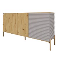 Комод закритий у вітальню на золотих металевих ніжках LION Грей 154x38x76,5 см Дуб Артизан/Кашемір (LION-041869)