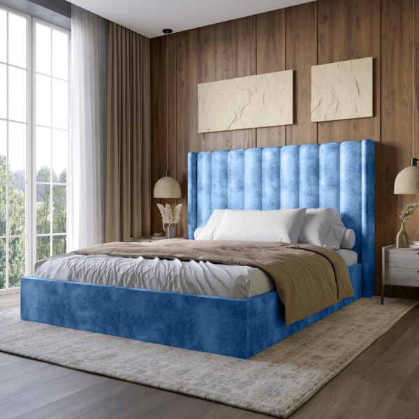 Двоспальне ліжко LION Ніно 180x200 см SILK 503 Темно-синій (LION-041395)