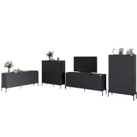 Комплект меблів для вітальні LION Амарант 4 елементи з чорними металевими ніжками Бетон темний/Графітовий (LION-042286)