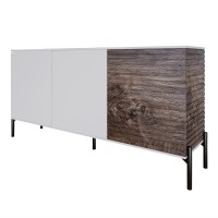 Комод закритий у вітальню на чорних металевих ніжках LION Грей 154x38x76,5 см Німфея Альба (білий)/Дерево (LION-041784)