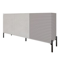 Комод закритий у вітальню на чорних металевих ніжках LION Грей 154x38x76,5 см Бетон Style/Кашемір (LION-041804)