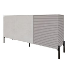 Комод закритий у вітальню на чорних металевих ніжках LION Грей 154x38x76,5 см Бетон Style/Кашемір (LION-041804)