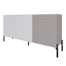 Комод закритий у вітальню на чорних металевих ніжках LION Грей 154x38x76,5 см Німфея Альба (білий)/Кашемір (LION-041814)