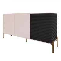 Комод закритий у вітальню на золотих металевих ніжках LION Грей 154x38x76,5 см Рожевий/Асфальт (LION-041830)