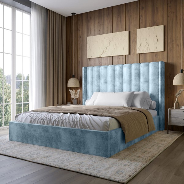 Двоспальне ліжко LION Ніно 160x200 см SILK 501 Небесно-блакитний (LION-045048)