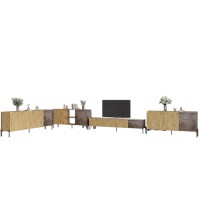 Комплект модульный для гостиной LION Грей 4 элемента с черными металлическими ножками Дуб Артизан/Дерево (LION-042729)