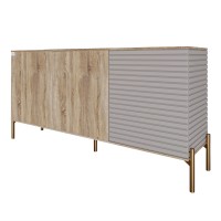 Комод закритий у вітальню на золотих металевих ніжках LION Грей 154x38x76,5 см Дуб сонома трюфель/Кашемір (LION-041871)