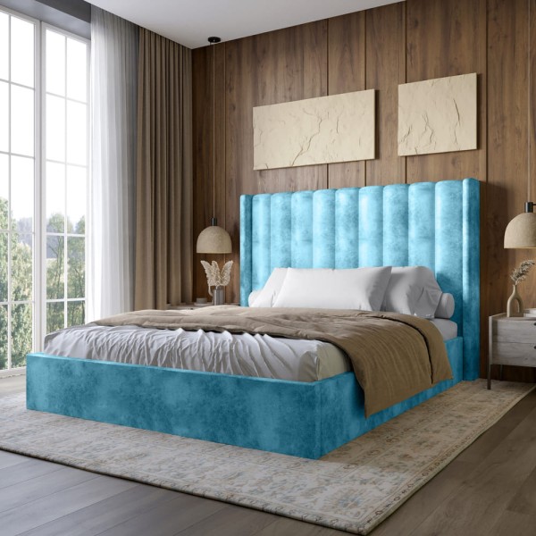 Двоспальне ліжко LION Ніно 160x200 см SILK 502 Бирюзовий (LION-045049)