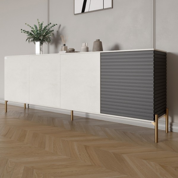 Комод на золотих металевих ніжках LION Грей 204x38x76,5 см Бетон Style/Асфальт (LION-042670)