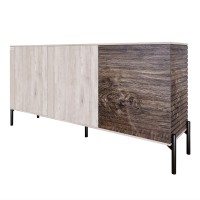Комод закритий у вітальню на чорних металевих ніжках LION Грей 154x38x76,5 см Самоа Димчастий/Дерево (LION-041786)