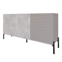 Комод закритий у вітальню на чорних металевих ніжках LION Грей 154x38x76,5 см Бетон/Кашемір (LION-041806)