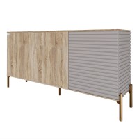 Комод закритий у вітальню на золотих металевих ніжках LION Грей 154x38x76,5 см Дуб сонома/Кашемір (LION-041872)