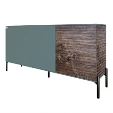 Комод закритий у вітальню на чорних металевих ніжках LION Грей 154x38x76,5 см Граніт сірий/Дерево (LION-041777)