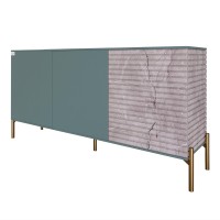 Комод закритий у вітальню на золотих металевих ніжках LION Грей 154x38x76,5 см Граніт сірий/Камінь (LION-041852)