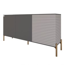 Комод закритий у вітальню на золотих металевих ніжках LION Грей 154x38x76,5 см Антрацит/Кашемір (LION-041863)