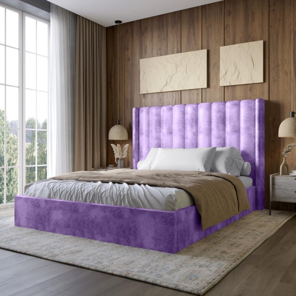Двоспальне ліжко з підйомним механізмом LION Ніно 160x200 см SILK 401 Лавандовий (LION-045061)