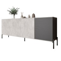 Комод у вітальню на чорних металевих ніжках LION Грей 204x38x76,5 см Бетон/Асфальт (LION-042462) Комод у вітальню на чорних металевих ніжках LION Грей 204x38x76,5 см Бетон/Асфальт (LION-042462)