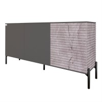 Комод закритий у вітальню на чорних металевих ніжках LION Грей 154x38x76,5 см Антрацит/Камінь (LION-041788)