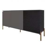 Комод закрыт в гостиную на золотых металлических ножках LION Грей 154x38x76,5 см Антрацит/Асфальт (LION-041818)