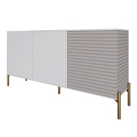 Комод закрытый в гостиную на золотых металлических ножках LION Грей 154x38x76,5 см Нимфея Альба (белый)/Кашемир (LION-041874)