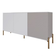 Комод закритий у вітальню на золотих металевих ніжках LION Грей 154x38x76,5 см Німфея Альба (білий)/Кашемір (LION-041874)