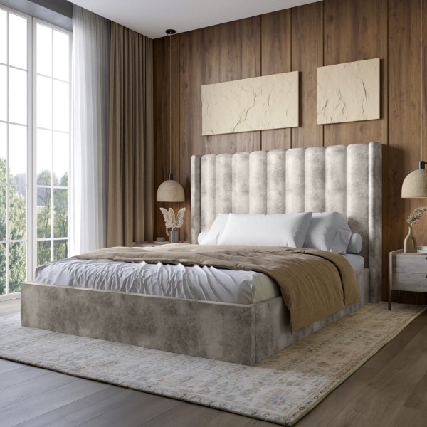 Двоспальне ліжко з підйомним механізмом LION Ніно 160x200 см SILK 102 Айворі (LION-045052)