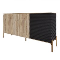 Комод закритий у вітальню на золотих металевих ніжках LION Грей 154x38x76,5 см Дуб сонома трюфель/Асфальт (LION-041826)