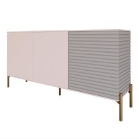 Комод закритий у вітальню на золотих металевих ніжках LION Грей 154x38x76,5 см Рожевий/Кашемір (LION-041875)
