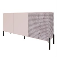 Комод закрыт в гостиную на черных металлических ножках LION Грей 154x38x76,5 см Розовый/Камень (LION-041800)