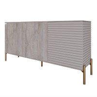Комод закрытый в гостиную на золотых металлических ножках LION Грей 154x38x76,5 см Шварцвальд/Кашемир (LION-041877)