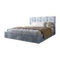 Двуспальная деревянная кровать с мягким изголовьем LION Пикси Silk 302 (Мраморный) 160х200 см (LION-041655)