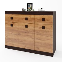 Великий комод Еверест на 3 ящики Соната-6 120х38х94 венге темний + дуб крафт золотий (DTM-2011)