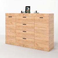 Великий комод Еверест на 4 ящика Соната-8 140х38х94 дуб крафт золотий (DTM-2708)