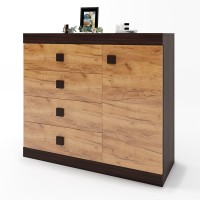 Комод с дверью и 4-мя ящиками Эверест Соната-5 105х38х94 венге темный + дуб крафт золотой (DTM-2063)