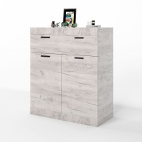 Комод с дверями и ящиком Эверест Соната-4 80х38х94 дуб крафт белый (DTM-2699)
