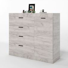 Комод с дверцятами і 4-ма ящиками Еверест Соната-5 105х38х94 дуб крафт білий (DTM-2701)