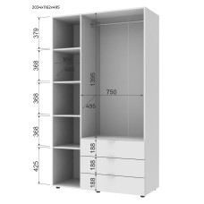 Комплект шаф для одягу Doros Гелар (2 шт.) 232,4х49,5х203,4 см Графіт (DRS-011120)