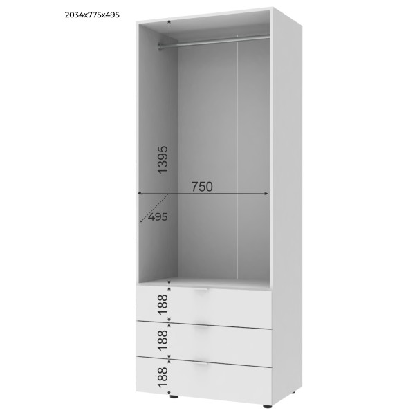 Комплект шаф для одягу Doros Гелар (2 шт.) 155х49,5х203,4 см Дуб сонома (DRS-011110)