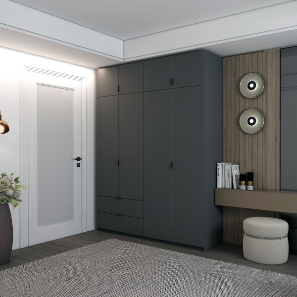 Шафа розпашна с антресолью Doros Лукас 180х50х240 см Графіт (DRS-011192)