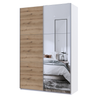 Шафа-купе двохдверна Doros G-Caiser 160х60х240 см Білий/Дуб евок/1 Дзеркало (DRS-011021)