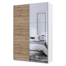 Шафа-купе двохдверна Doros G-Caiser 160х60х240 см Білий/Дуб евок/1 Дзеркало (DRS-011021)