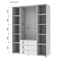 Комплект шкафов для одежды Doros Гелар (2 шт.) 271,2х49,5х203,4 см Графит (DRS-011121)