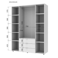 Комплект шаф для одягу Doros Гелар (2 шт.) 271,2х49,5х203,4 см Графіт (DRS-011121)