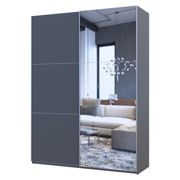Шафа-купе двохдверна Doros G-Caiser 160х60х240 см Графіт/1 Дзеркало (DRS-011032)