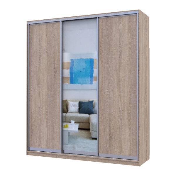 Шкаф-купе трехдверный Doros Сити 24 208х60х240 см Дуб сонома/1 Зеркало (DRS-011052)