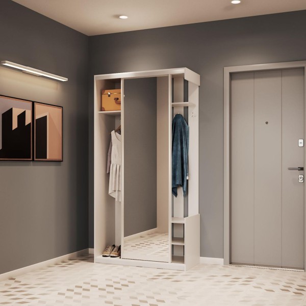 Передпокій з дзеркалом Doros City One Door 110х45х210 см Білий (DRS-011404)