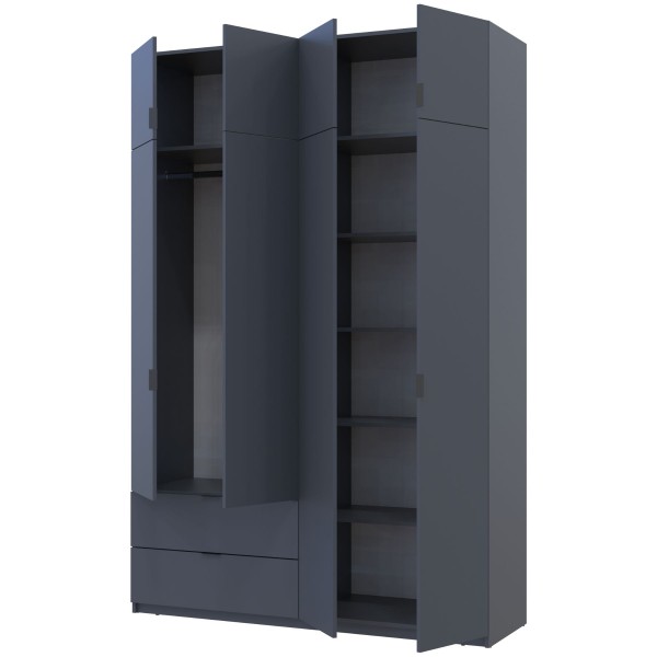 Шафа розпашна с антресолью Doros Лукас 160х50х240 см Графіт (DRS-011194)