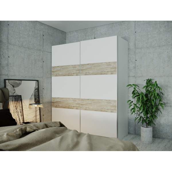 Шкаф-купе двухдверный Doros L-Caiser с блоком ящиков и полками 180х60х213 см Белый/Дуб клондайк (DRS-011044)