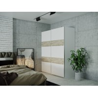 Шкаф-купе двухдверный Doros L-Caiser с блоком ящиков и полками 180х60х213 см Белый/Дуб клондайк (DRS-011044)