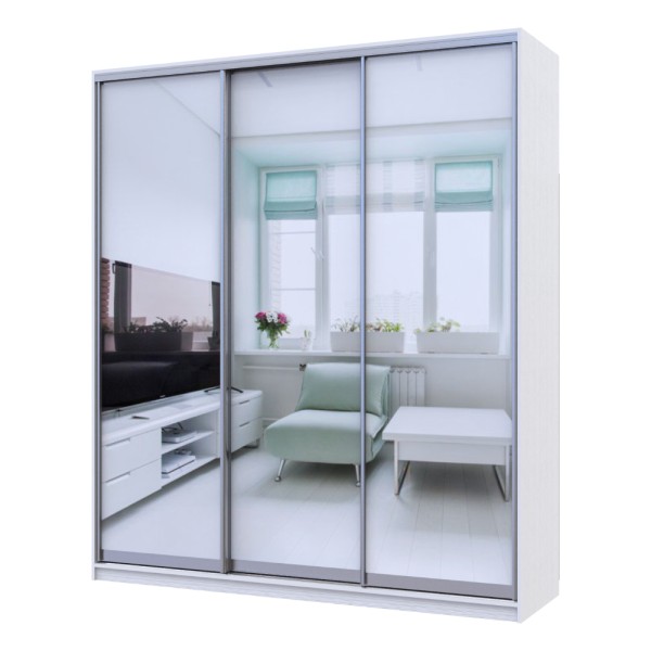 Шкаф-купе трехдверный Doros Сити 24 208х60х240 см Белый/3 Зеркала (DRS-011047)
